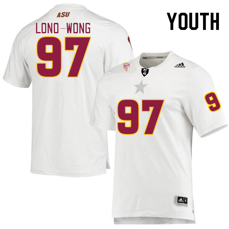 Youth #97 Blazen Lono-Wong Arizona State Sun Devils College Football Jerseys Stitched Sale-White - Click Image to Close